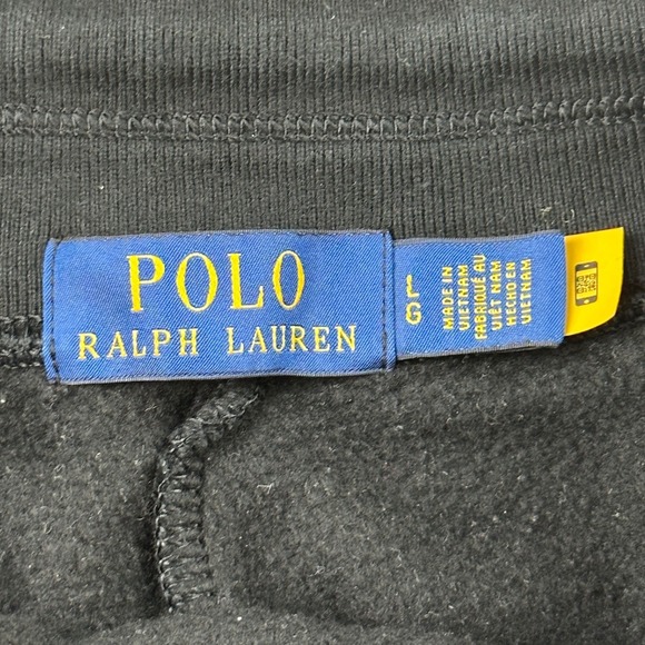 Polo Ralph Lauren Joggers Men L Black Triple Pony Patch 3 Cotton Blend Fleece - Picture 3 of 15